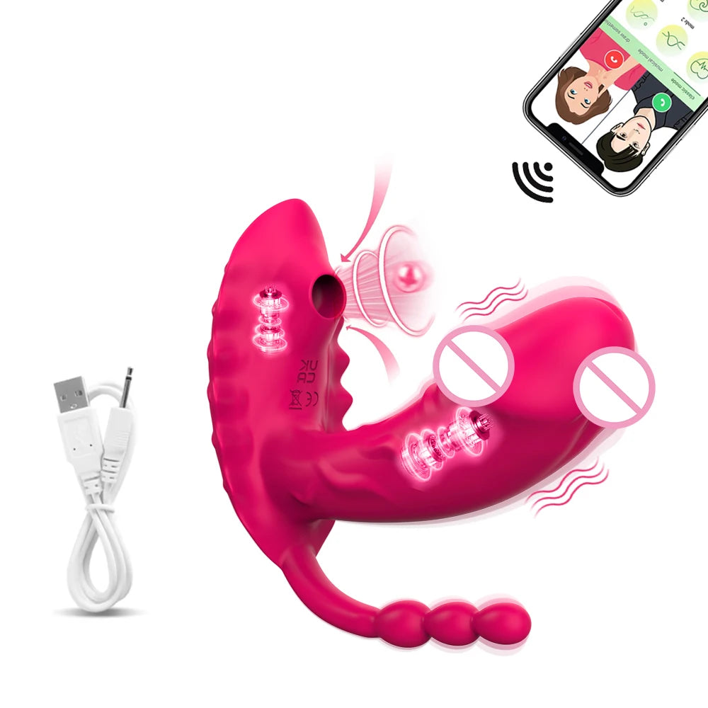 Sex Toys for Women Vibrator 3 IN 1 App Remote Controlled Wearable Dildo Clitoral G Spot Sucking Vibrators Couples Sex Machine