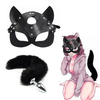 Sex Toys for Woman Cosplay Fox Mask Tail Anal Plug Metal Anus Butt Plug Mask Half Cat Mask Party Sexy Adult Mask Game