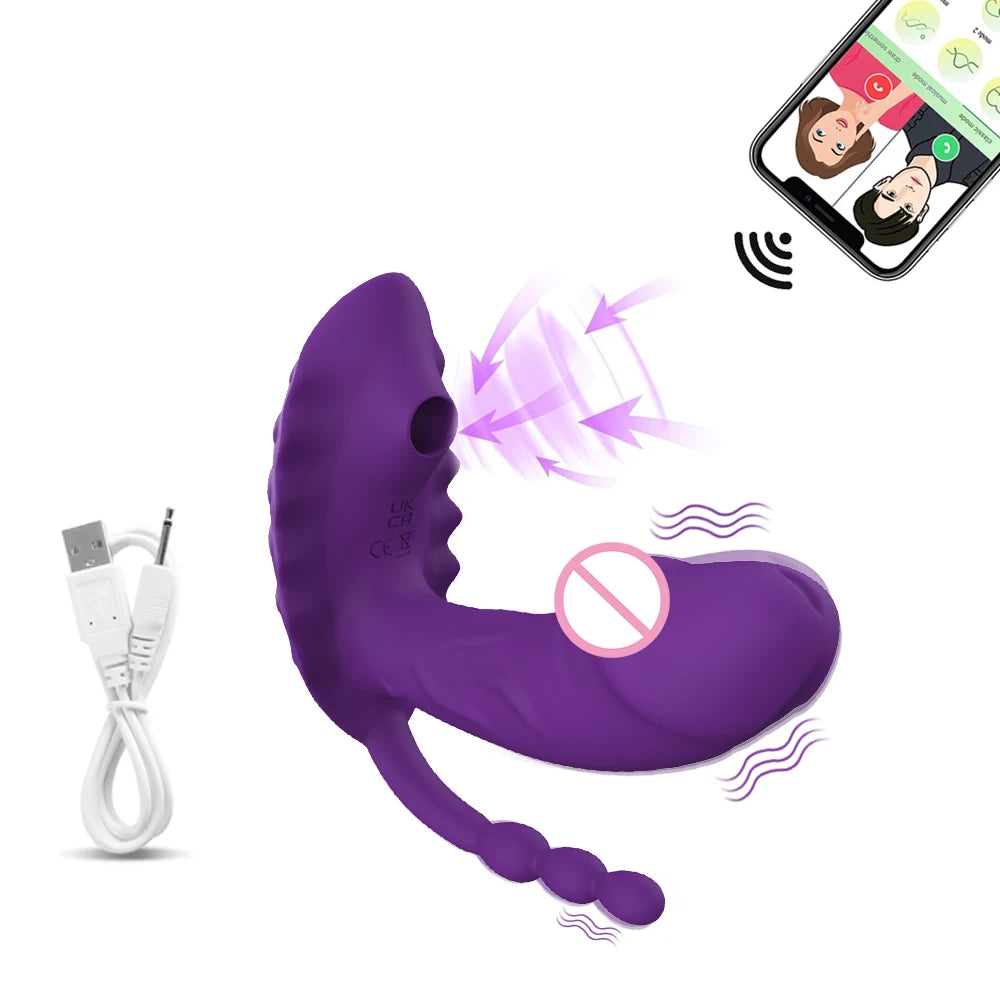 Sex Toys for Women Vibrator 3 IN 1 App Remote Controlled Wearable Dildo Clitoral G Spot Sucking Vibrators Couples Sex Machine