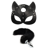 Sex Toys for Woman Cosplay Fox Mask Tail Anal Plug Metal Anus Butt Plug Mask Half Cat Mask Party Sexy Adult Mask Game